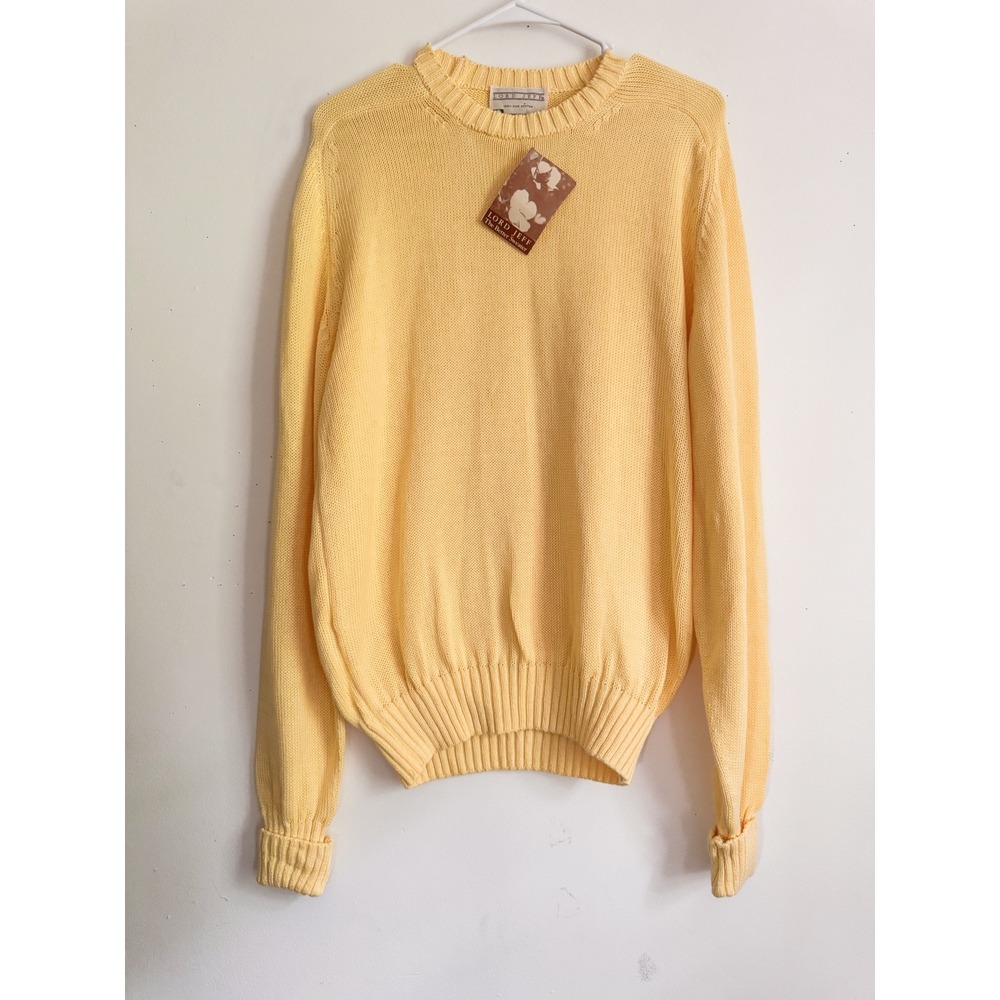 Lord Jeff Vintage Butter Yellow Crewneck Sweater 100% Cotton Made in USA NWT 2R